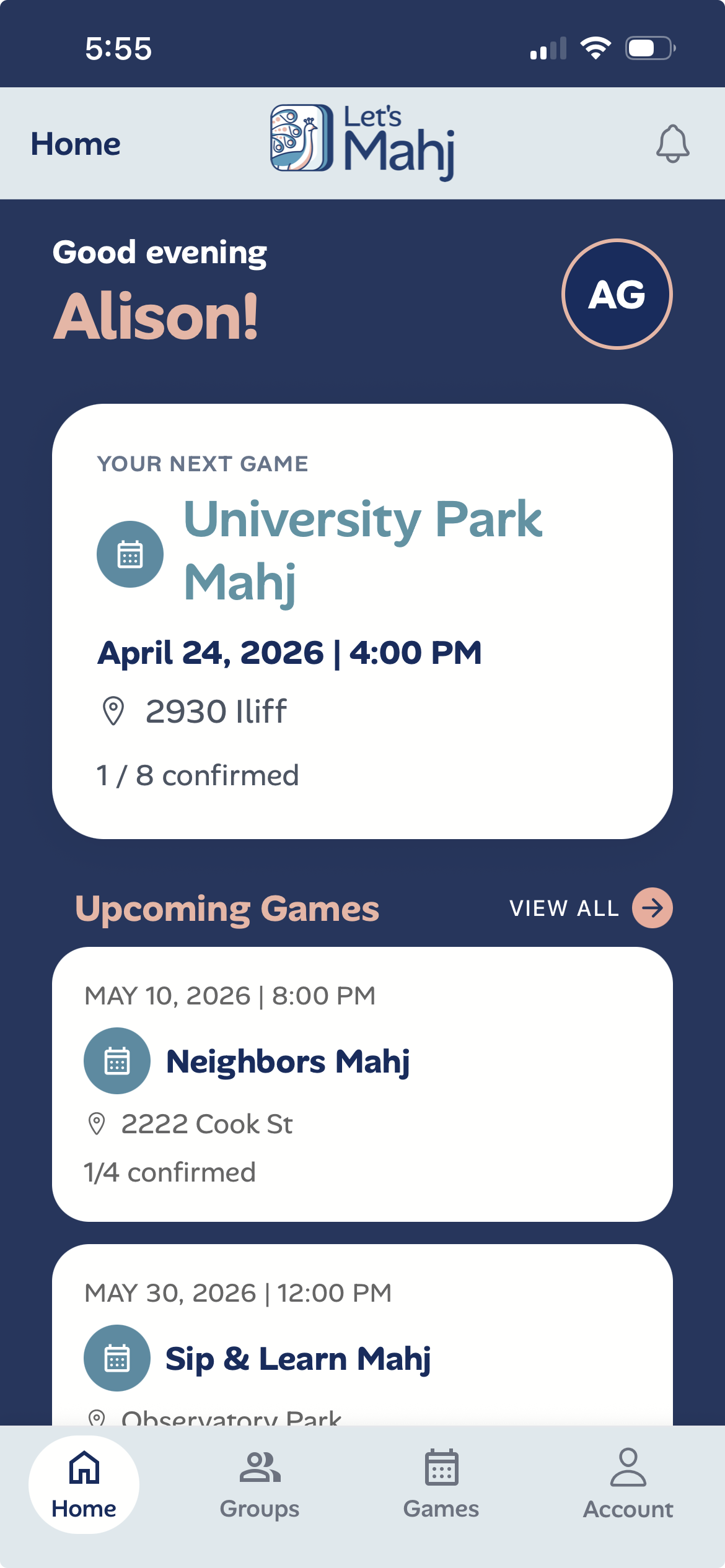 Home screen