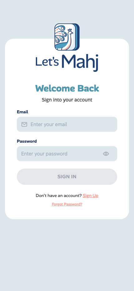 Sign in screen